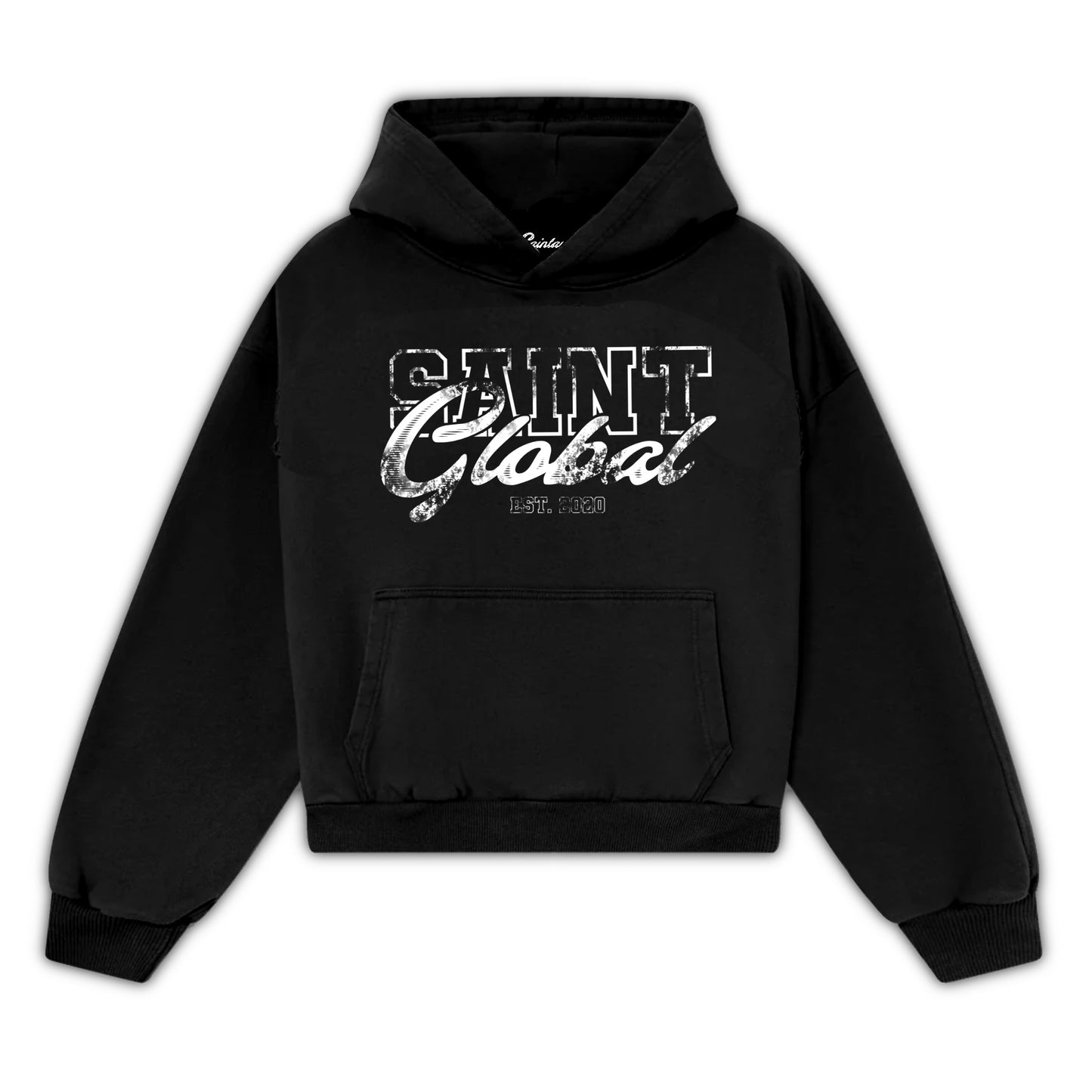 "SAINT GLOBAL HOODIE" BLACK